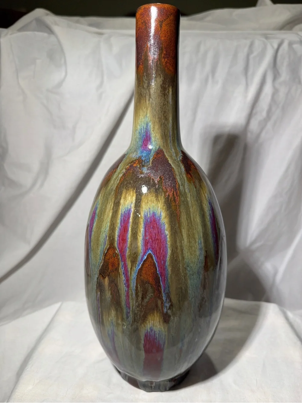 Vintage Italian Art Pottery Vase iridescent drip glaze